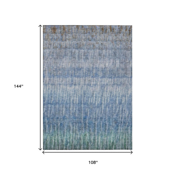 HomeRoots 9' Blue and Ivory Abstract Washable Area Rug - Durable Indoor/Outdoor Design for Stylish Spaces 659027