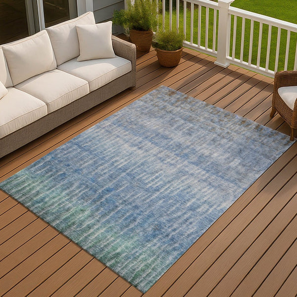 HomeRoots 10' Blue and Ivory Abstract Washable Area Rug - Durable Indoor/Outdoor Design for High-Traffic Use 659028