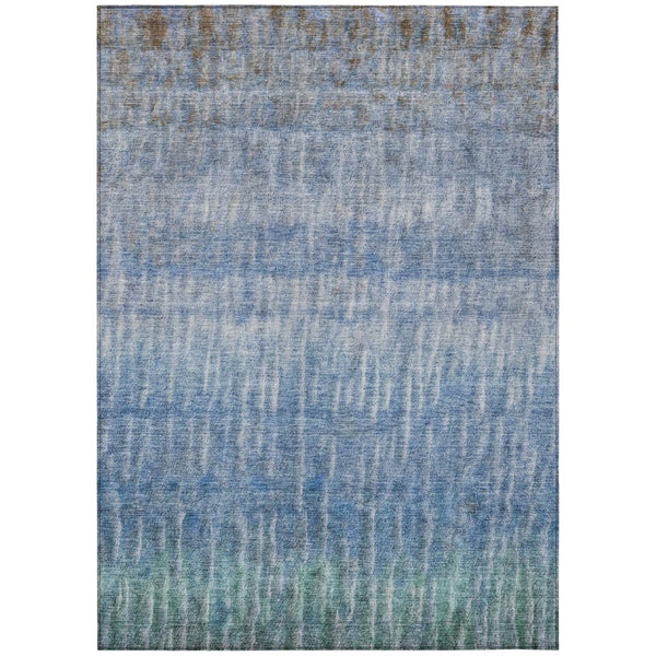 HomeRoots 10' Blue and Ivory Abstract Washable Area Rug - Durable Indoor/Outdoor Design for High-Traffic Use 659028