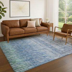 HomeRoots 10' Blue and Ivory Abstract Washable Area Rug - Durable Indoor/Outdoor Design for High-Traffic Use 659028