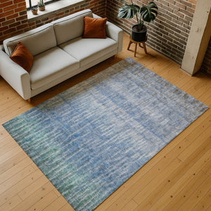 HomeRoots 10' Blue and Ivory Abstract Washable Area Rug - Durable Indoor/Outdoor Design for High-Traffic Use 659028