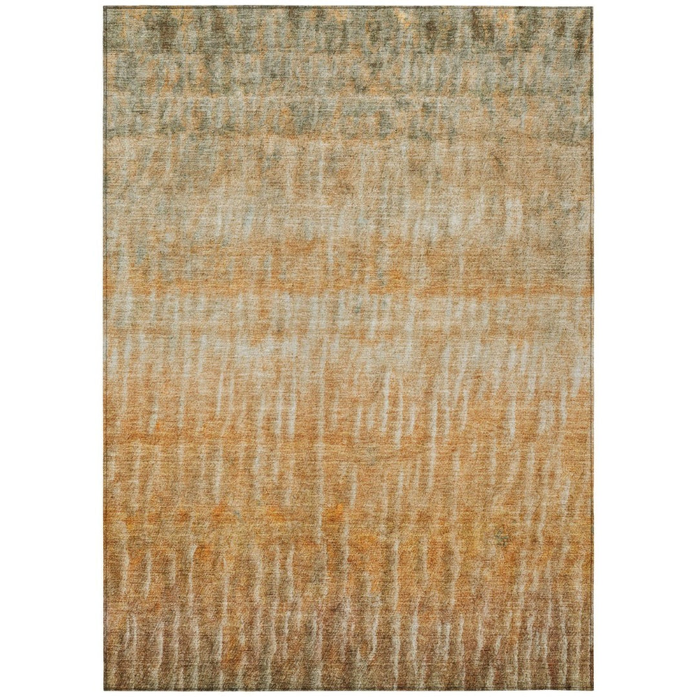 HomeRoots 5' Copper and Beige Abstract Washable Area Rug – Perfect for Indoor and Outdoor High-Traffic Spaces 659030