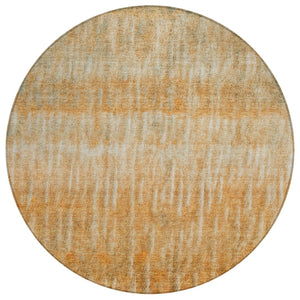 HomeRoots 8' Copper and Beige Round Abstract Rug - Stylish Washable Area Rug for Indoor & Outdoor Use 659031