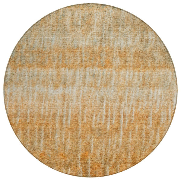 HomeRoots 8' Copper and Beige Round Abstract Rug - Stylish Washable Area Rug for Indoor & Outdoor Use 659031