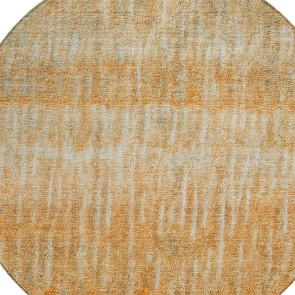HomeRoots 8' Copper and Beige Round Abstract Rug - Stylish Washable Area Rug for Indoor & Outdoor Use 659031