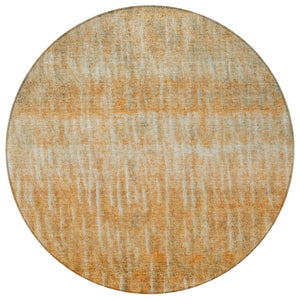 HomeRoots 8' Copper and Beige Round Abstract Rug - Stylish Washable Area Rug for Indoor & Outdoor Use 659031