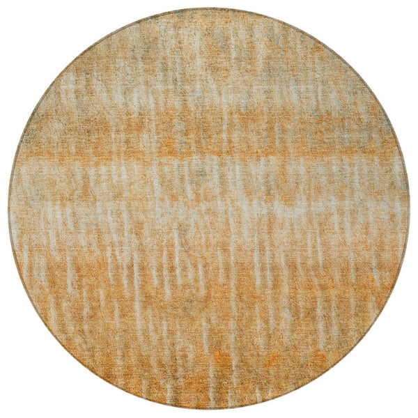 HomeRoots 8' Copper and Beige Round Abstract Rug - Stylish Washable Area Rug for Indoor & Outdoor Use 659031