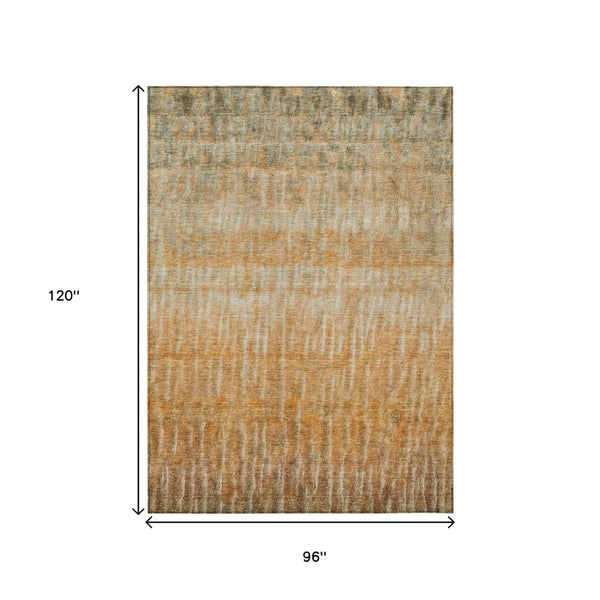 HomeRoots 8' X 10' Copper and Beige Abstract Rug - Stylish, Washable, Durable for Indoor & Outdoor Spaces! 659032