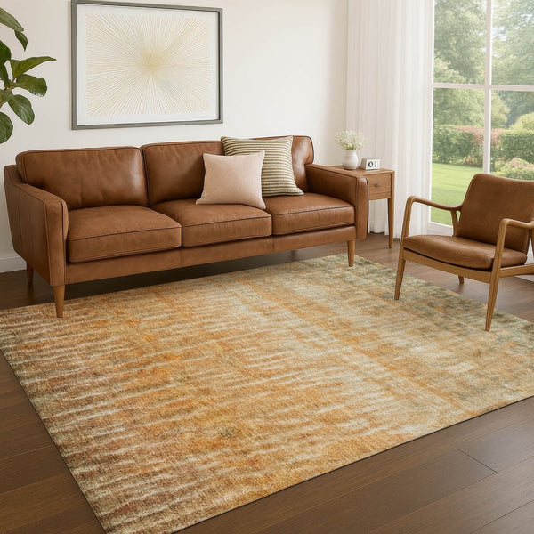 HomeRoots 8' X 10' Copper and Beige Abstract Rug - Stylish, Washable, Durable for Indoor & Outdoor Spaces! 659032
