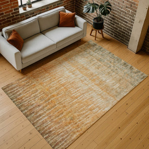 HomeRoots 8' X 10' Copper and Beige Abstract Rug - Stylish, Washable, Durable for Indoor & Outdoor Spaces! 659032
