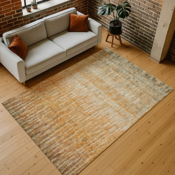 HomeRoots 8' X 10' Copper and Beige Abstract Rug - Stylish, Washable, Durable for Indoor & Outdoor Spaces! 659032