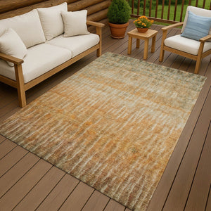 HomeRoots 8' X 10' Copper and Beige Abstract Rug - Stylish, Washable, Durable for Indoor & Outdoor Spaces! 659032