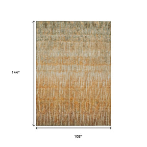 HomeRoots 9' x 12' Stylish Copper and Beige Abstract Area Rug - Washable, Durable, Perfect for Indoor & Outdoor Use 659033