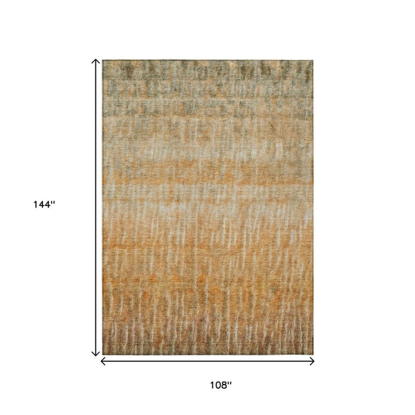 HomeRoots 9' x 12' Stylish Copper and Beige Abstract Area Rug - Washable, Durable, Perfect for Indoor & Outdoor Use 659033