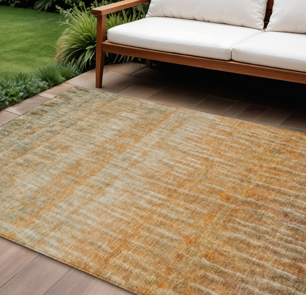 HomeRoots 10' Copper & Beige Abstract Area Rug – Stylish, Washable, Durable for Indoor & Outdoor Spaces! 659034