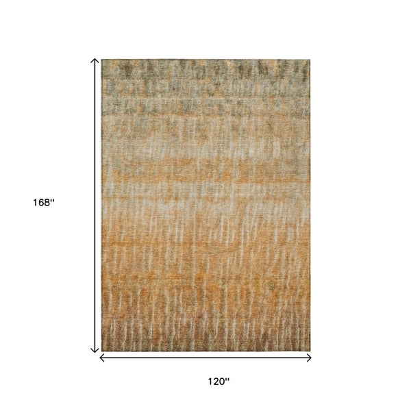 HomeRoots 10' Copper & Beige Abstract Area Rug – Stylish, Washable, Durable for Indoor & Outdoor Spaces! 659034