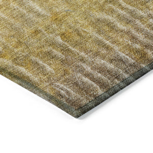 HomeRoots 8' Round Abstract Area Rug in Gold Beige & Gray – Washable, Durable for Indoor & Outdoor Use! 659037