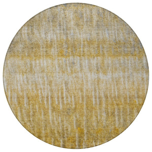 HomeRoots 8' Round Abstract Area Rug in Gold Beige & Gray – Washable, Durable for Indoor & Outdoor Use! 659037