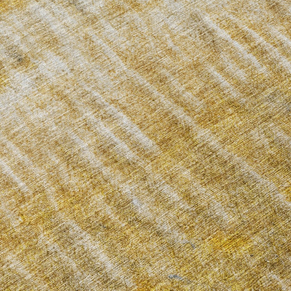 HomeRoots 8' Round Abstract Area Rug in Gold Beige & Gray – Washable, Durable for Indoor & Outdoor Use! 659037