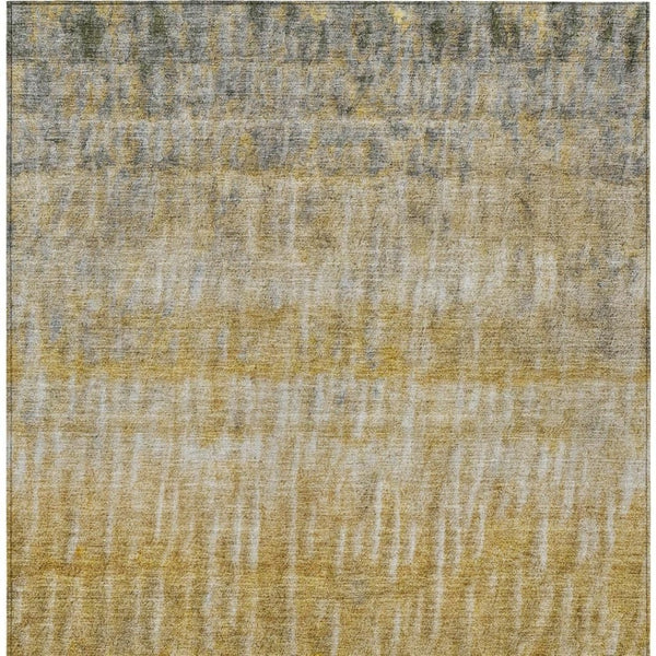 HomeRoots 8' Washable Gold Beige and Gray Abstract Area Rug - Durable Indoor/Outdoor Design for All Spaces 659038