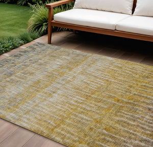 HomeRoots 8' Washable Gold Beige and Gray Abstract Area Rug - Durable Indoor/Outdoor Design for All Spaces 659038