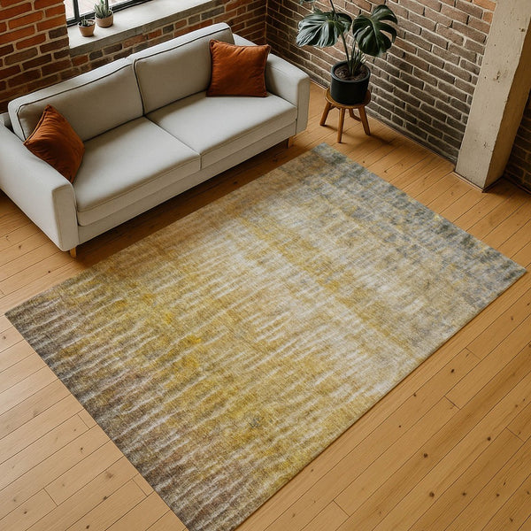 HomeRoots 8' Washable Gold Beige and Gray Abstract Area Rug - Durable Indoor/Outdoor Design for All Spaces 659038