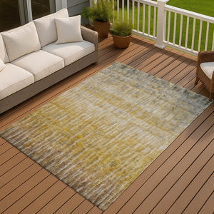 HomeRoots 10' Contemporary Gold Beige & Gray Abstract Washable Area Rug for Indoor & Outdoor Spaces 659040