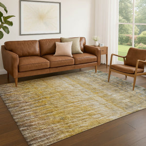 HomeRoots 10' Contemporary Gold Beige & Gray Abstract Washable Area Rug for Indoor & Outdoor Spaces 659040