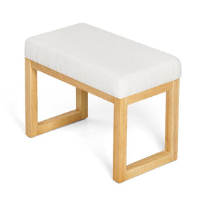 English Elm Shoe-changing Bench Solid Wood Frame Loop Yarn Cushion Compact Entryway Seat Beige W487P384368