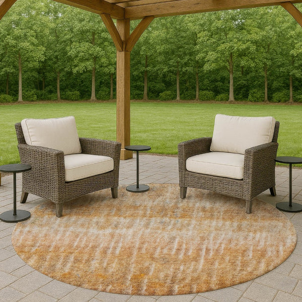 HomeRoots 8' Vibrant Round Abstract Area Rug - Washable Polyester for Indoor & Outdoor Use, Stain-Resistant Design 659043