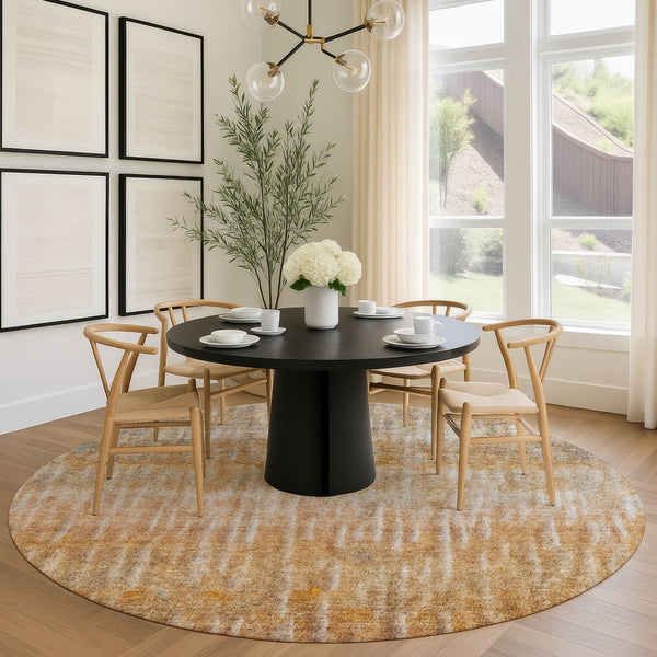 HomeRoots 8' Vibrant Round Abstract Area Rug - Washable Polyester for Indoor & Outdoor Use, Stain-Resistant Design 659043
