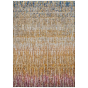 HomeRoots 8' Modern Abstract Area Rug in Orange, Blue & Beige - Washable, Durable for Indoor & Outdoor Use 659044
