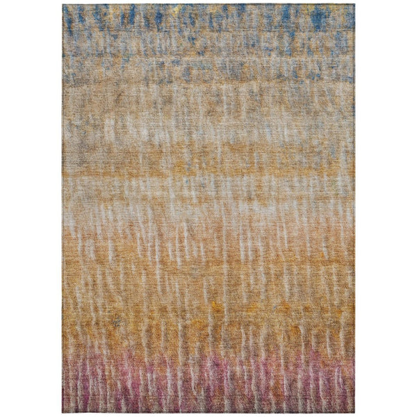 HomeRoots 8' Modern Abstract Area Rug in Orange, Blue & Beige - Washable, Durable for Indoor & Outdoor Use 659044