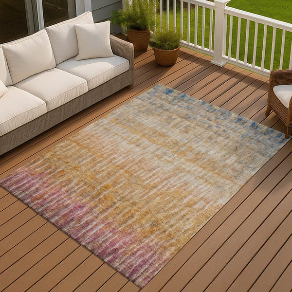 HomeRoots 9' Vibrant Orange, Blue & Beige Abstract Washable Area Rug - Perfect for Indoor & Outdoor Spaces! 659045