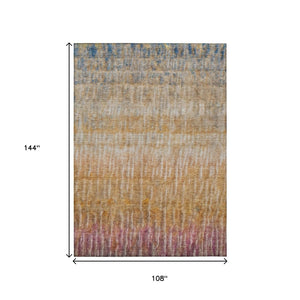 HomeRoots 9' Vibrant Orange, Blue & Beige Abstract Washable Area Rug - Perfect for Indoor & Outdoor Spaces! 659045