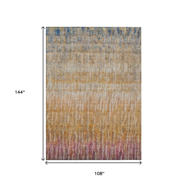 HomeRoots 9' Vibrant Orange, Blue & Beige Abstract Washable Area Rug - Perfect for Indoor & Outdoor Spaces! 659045