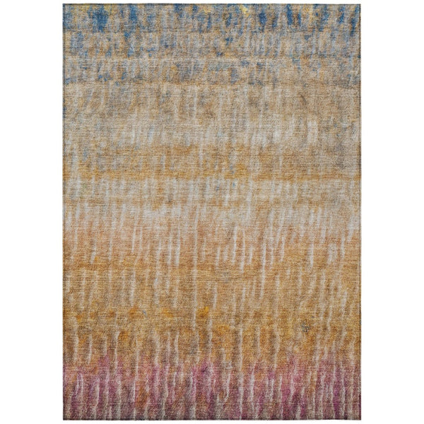 HomeRoots 10' Vibrant Orange, Blue & Beige Abstract Washable Area Rug for Indoor & Outdoor Use - Durable & Stylish! 659046