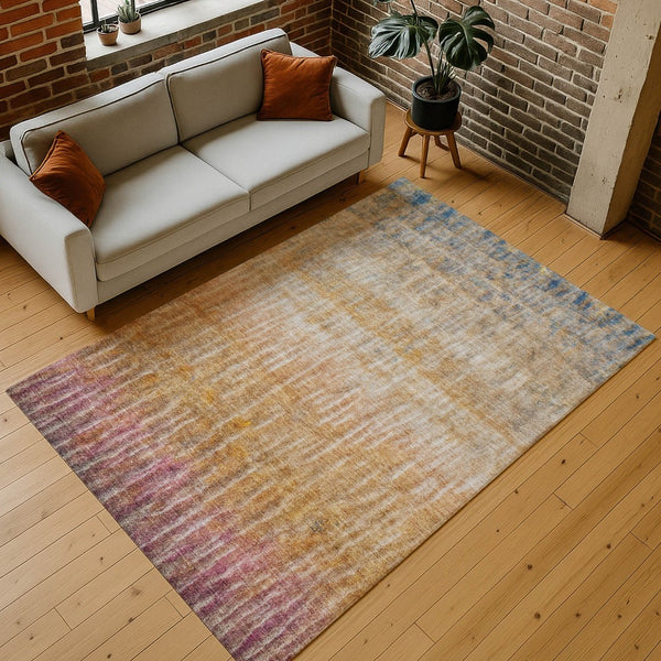HomeRoots 10' Vibrant Orange, Blue & Beige Abstract Washable Area Rug for Indoor & Outdoor Use - Durable & Stylish! 659046
