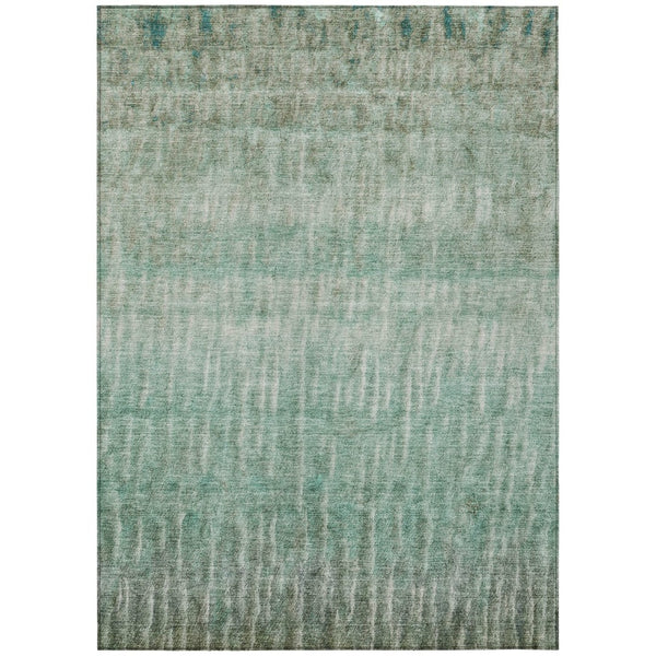 HomeRoots 5' Stylish Teal Blue And Beige Abstract Washable Area Rug for Indoor & Outdoor Spaces, Durable Design 659048