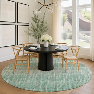 HomeRoots 8' Teal Blue and Beige Abstract Indoor-Outdoor Area Rug – Stylish, Washable, and Durable for All Spaces 659049
