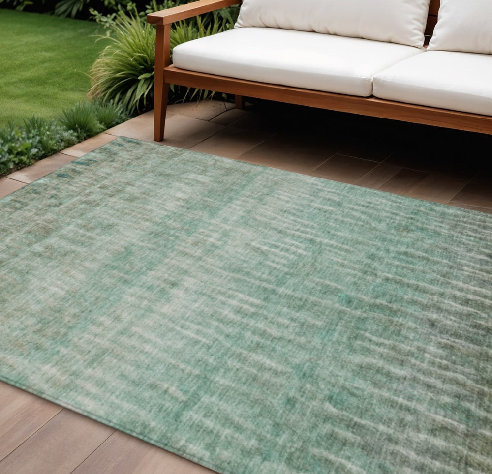 HomeRoots 8' X 10' Teal Blue & Beige Abstract Area Rug – Stylish, Washable Design for Indoor & Outdoor Spaces 659050