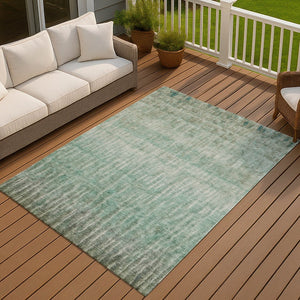HomeRoots 8' X 10' Teal Blue & Beige Abstract Area Rug – Stylish, Washable Design for Indoor & Outdoor Spaces 659050