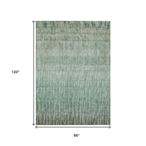 HomeRoots 8' X 10' Teal Blue & Beige Abstract Area Rug – Stylish, Washable Design for Indoor & Outdoor Spaces 659050