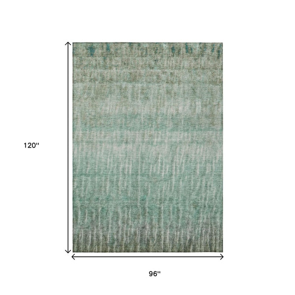 HomeRoots 8' X 10' Teal Blue & Beige Abstract Area Rug – Stylish, Washable Design for Indoor & Outdoor Spaces 659050
