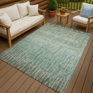 HomeRoots 8' X 10' Teal Blue & Beige Abstract Area Rug – Stylish, Washable Design for Indoor & Outdoor Spaces 659050