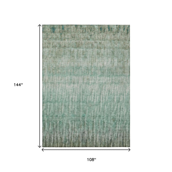 HomeRoots 9' Stylish Teal Blue & Beige Abstract Area Rug - Washable, Durable for Indoor & Outdoor Use! 659051