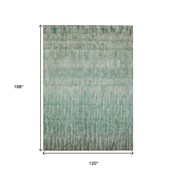 HomeRoots 10' Teal Blue and Beige Abstract Washable Area Rug - Stylish, Durable, Indoor/Outdoor Design for High-Traffic Spaces 659052