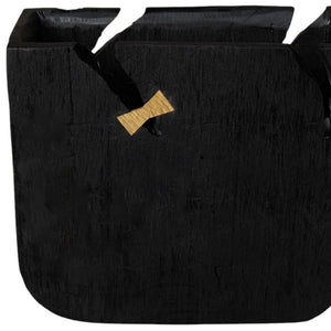 HomeRoots Black Wood Square Pot Planter - Modern Indoor Decor for Houseplants, Succulents & Small Spaces 659054