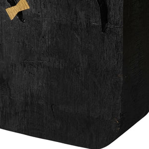 HomeRoots Black Wood Square Pot Planter - Modern Indoor Decor for Houseplants, Succulents & Small Spaces 659054