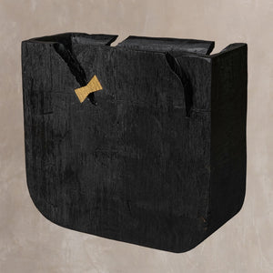 HomeRoots Black Wood Square Pot Planter - Modern Indoor Decor for Houseplants, Succulents & Small Spaces 659054